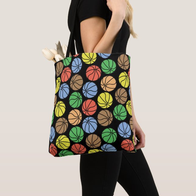 Colourful Basketball Pattern Tote Bag (Close Up)