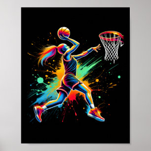 Colourful Basketball Player Girls Poster