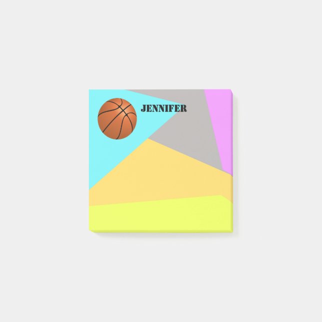 colourful basketball post it note to personalize (Front)