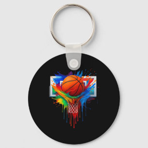 Colourful Basketball Rainbow Colour Splash Hoop Ne Keychain
