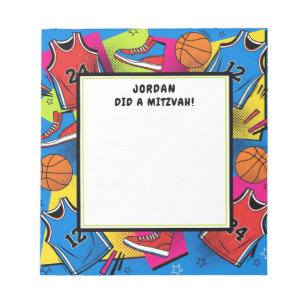 Colourful Basketball Sport Personalized Mitzvah Notepad