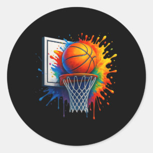 Colourful Basketball Street Style With Graffiti Dr Classic Round Sticker