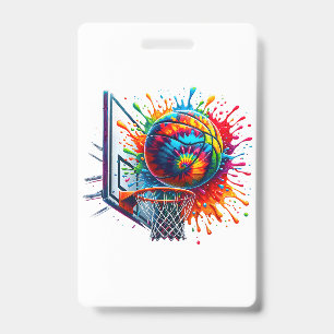 Colourful Basketball Tie Dye Colour Basketball Hoo Badge