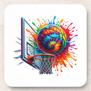 Colourful Basketball Tie Dye Colour Basketball Hoo Coaster