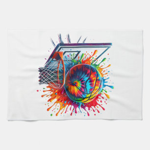 Colourful Basketball Tie Dye Colour Basketball Hoo Kitchen Towel