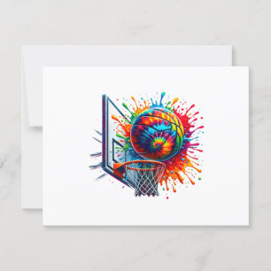 Colourful Basketball Tie Dye Colour Splash Basketb RSVP Card