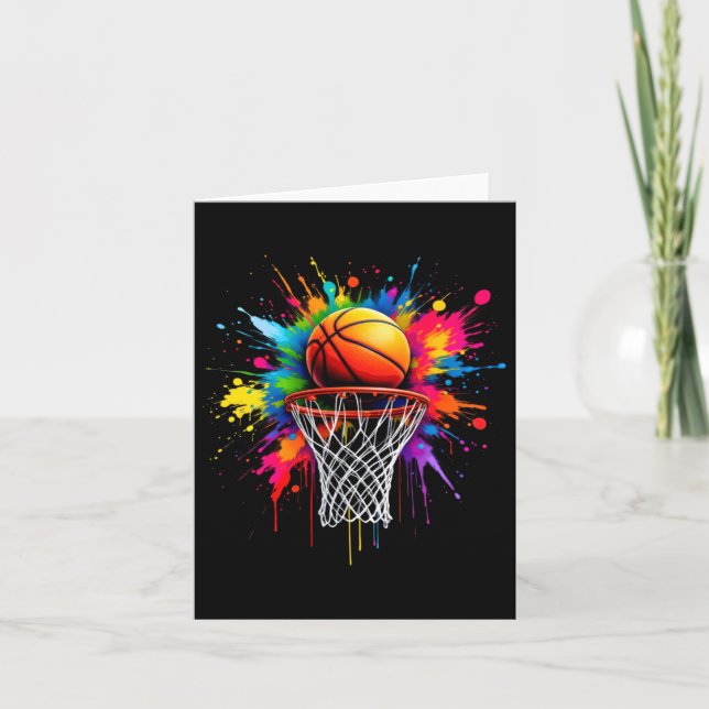 Colourful Basketball Tie Dye Colour Splash Hoop  Card (Front)