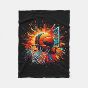 Colourful Basketball Tie Dye Colour Splash Hoop Ne Fleece Blanket