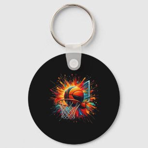 Colourful Basketball Tie Dye Colour Splash Hoop Ne Keychain