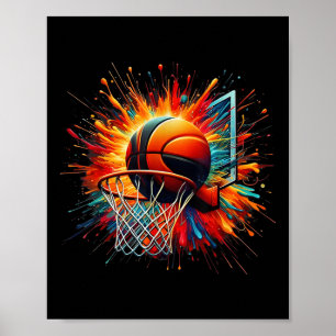 Colourful Basketball Tie Dye Colour Splash Hoop Ne Poster