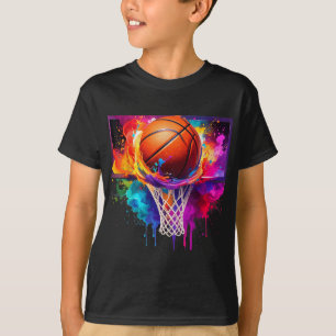 Colourful Basketball Tie Dye Colour Splash Hoop Ne T-Shirt