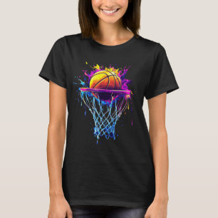 Colourful Basketball Tie Dye Colour Splash Hoop Ne T-Shirt