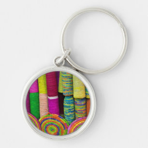 Colourful Baskets At Market Keychain