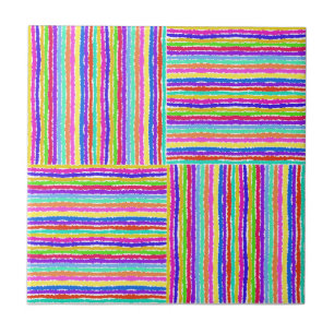 Colourful Basketweave Hand Drawn Tile