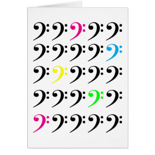 Colourful Bass Clef Card