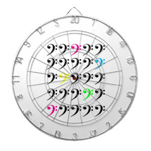 Colourful Bass Clef Grid Pattern – Modern Music Dartboard
