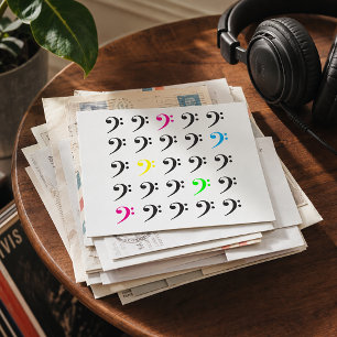 Colourful Bass Clef Neon Music Art Postcard