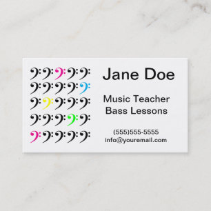 Colourful Bass Clef Personalize Business Card