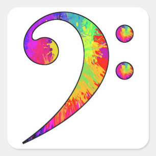 Colourful Bass Clef Square Sticker