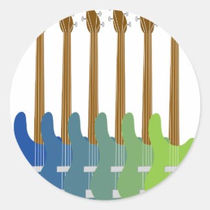 Colourful Bass Guitars Classic Round Sticker