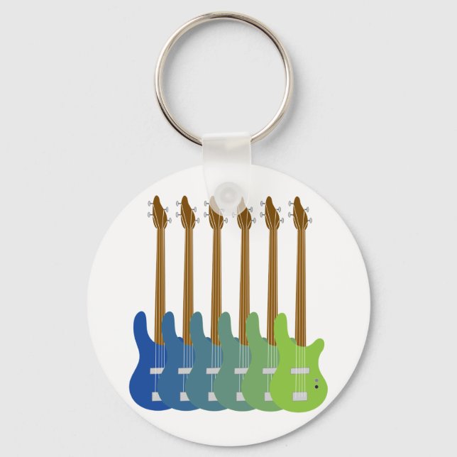 Colourful Bass Guitars Keychain (Front)