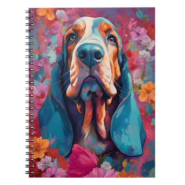 Colourful Basset Hound Notebook (Front)