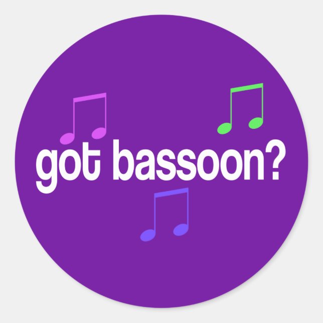 Colourful Bassoon Classic Round Sticker (Front)