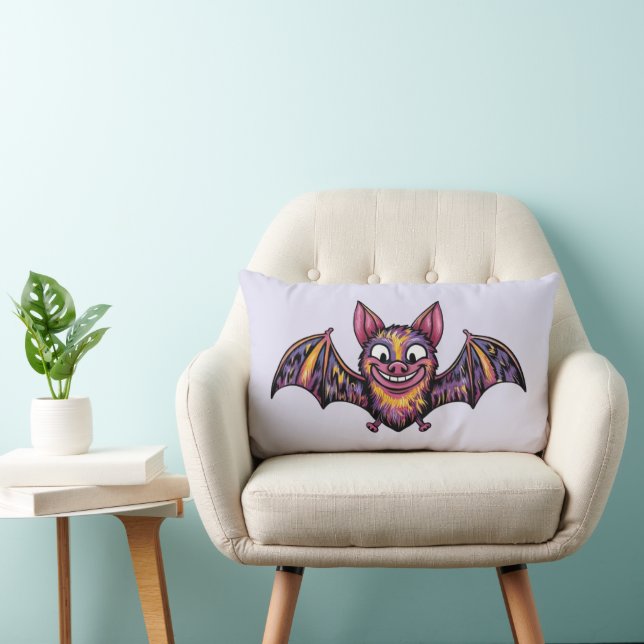 Colourful Bat Lumbar Throw Pillow (Chair)