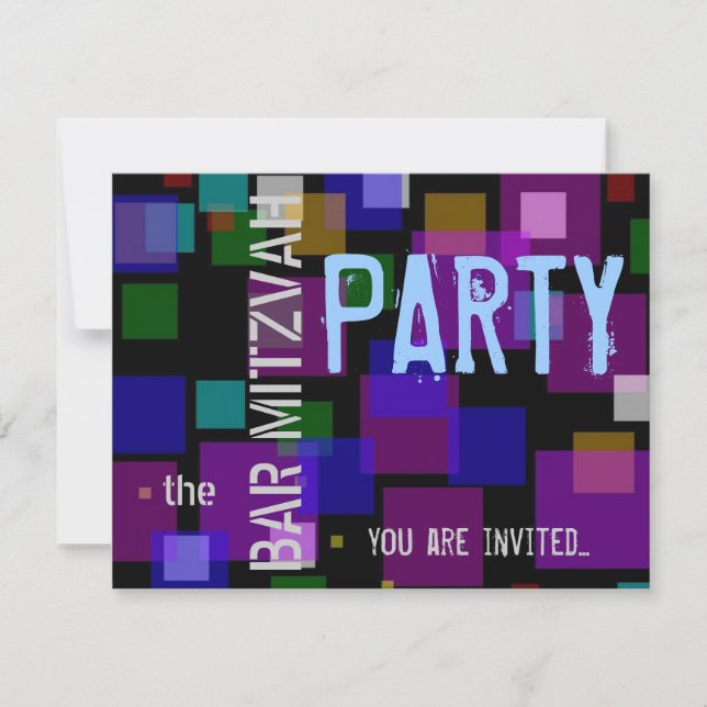 Colourful Bat Mitzvah Bar Mitzvah party Invitation (Front)