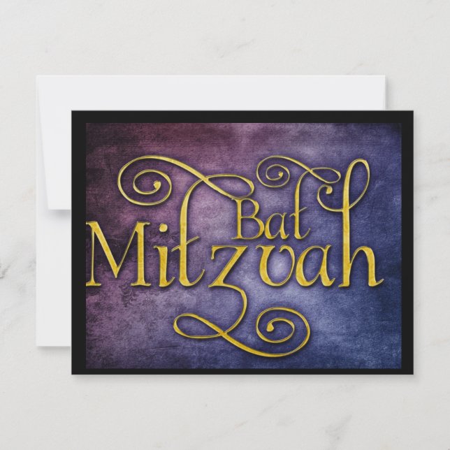 Colourful Bat Mitzvah design Invitation (Front)
