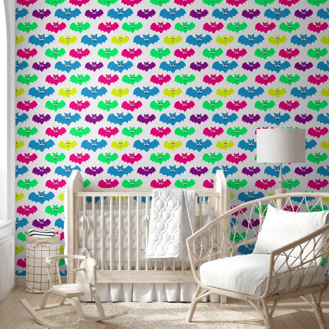 Colourful Bats Pattern Wallpaper (Kids)