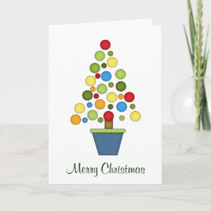 Colourful Baubles Christmas Tree+Wreath Holiday Card