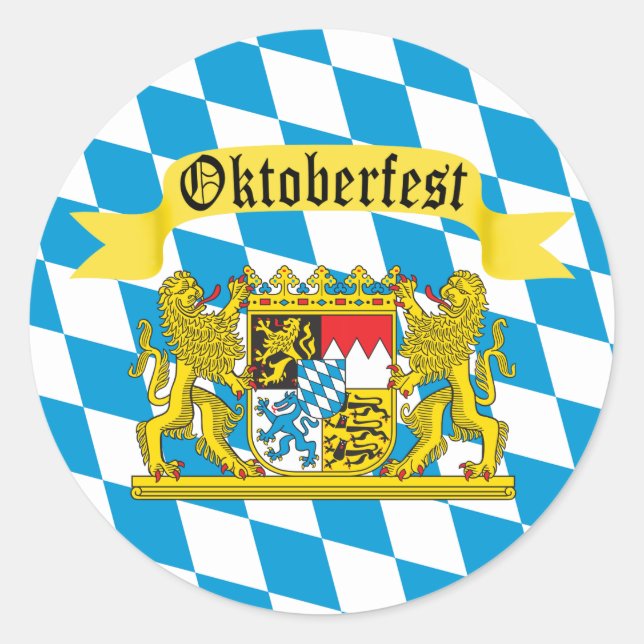 Colourful Bavarian Flag Oktoberfest Classic Round Sticker (Front)