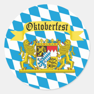 Colourful Bavarian Flag Oktoberfest Classic Round Sticker