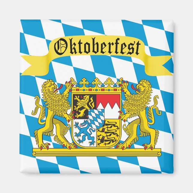 Colourful Bavarian Flag Oktoberfest Magnet (Front)