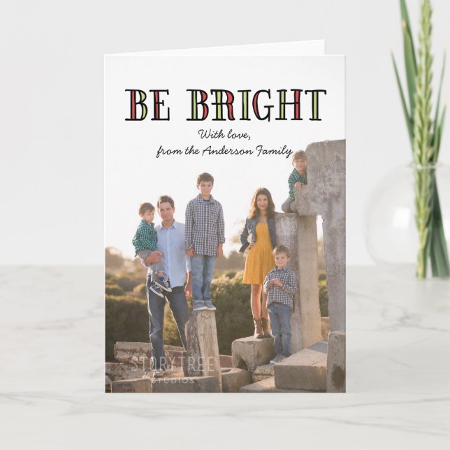 Colourful Be Bright Holiday Photo Card (Front)