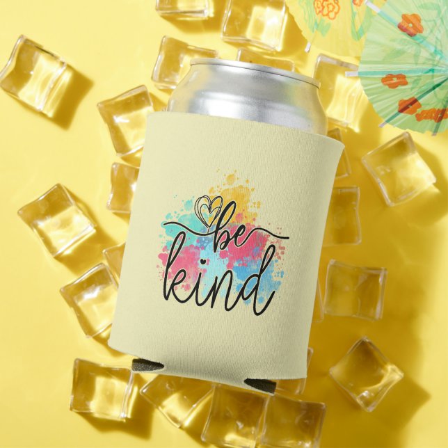 Colourful Be Kind Paint Splash Can Cooler (In Situ Summer)