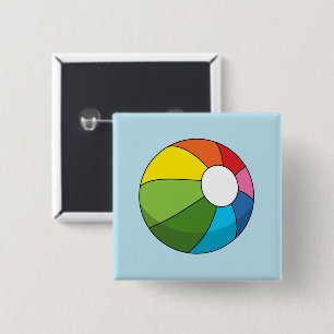 Colourful Beach Ball 2 Inch Square Button