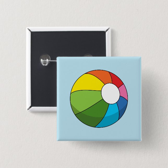 Colourful Beach Ball 2 Inch Square Button (Front & Back)