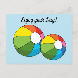 Colourful Beach Ball   Add your Text Postcard