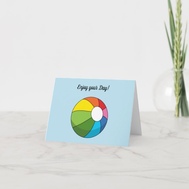 Colourful Beach Ball | Add your Text Thank You Card (Front)