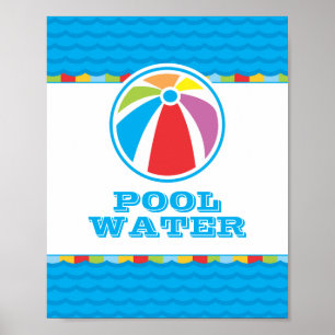 Colourful Beach Ball Pool Party Decor Sign