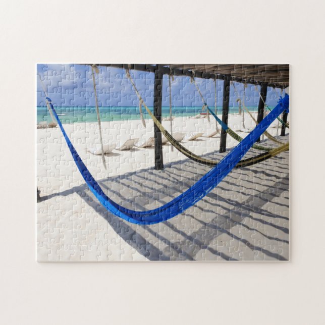 Colourful Beach Hammocks Cozumel Mexico Puzzle (Horizontal)