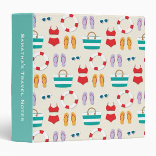 Colourful Beach Holiday Pattern Personalised Trave Binder