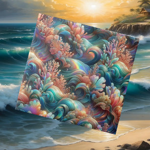 Colourful Beach House   Relaxing Coral Reef Decor Tile
