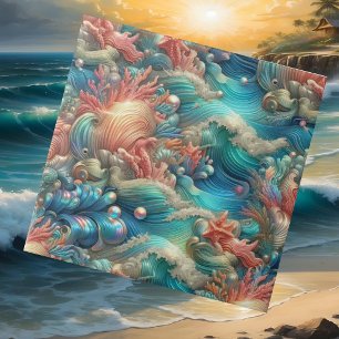 Colourful Beach House   Relaxing Coral Reef Decor Tile