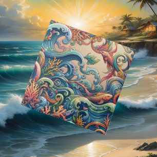 Colourful Beach House Relaxing Coral Reef Decor Tile