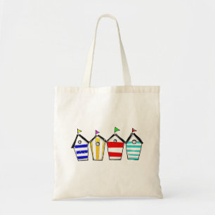 Colourful Beach Hut Illustration Tote Bag