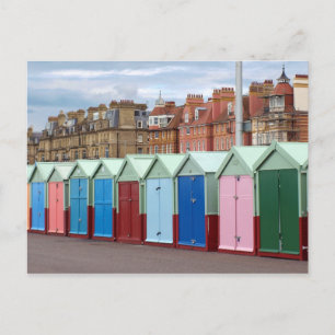 Colourful Beach Huts, Brighton and Hove Beach Postcard