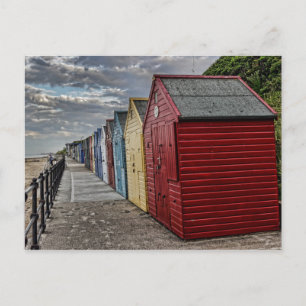 Colourful Beach Huts Postcard